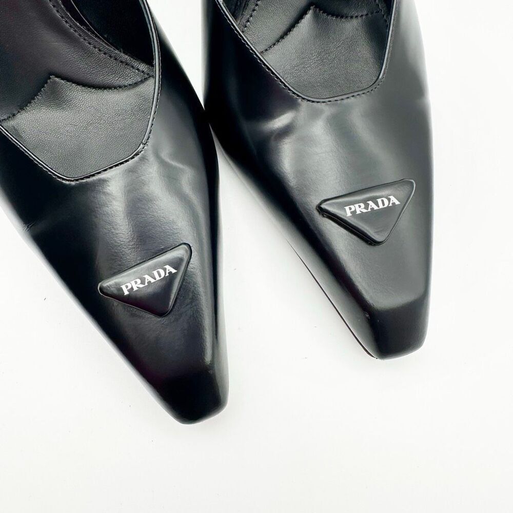 PRADA Modellerie Black Mary Jane Heels Size 40 US 9.5 Pointed Square Toe Pump - Picture 6 of 15